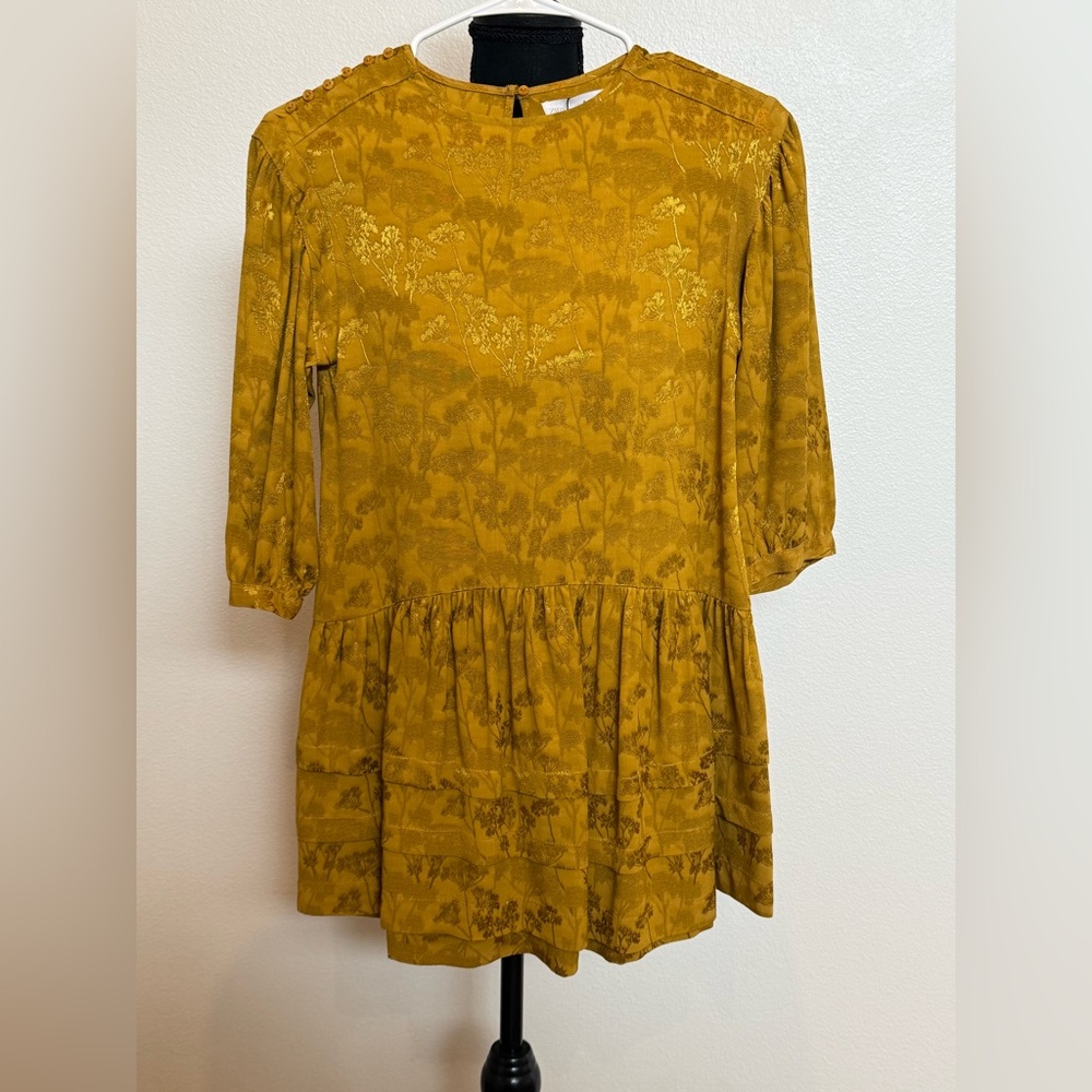 Zara Girls Floral Mustard Yellow Dress